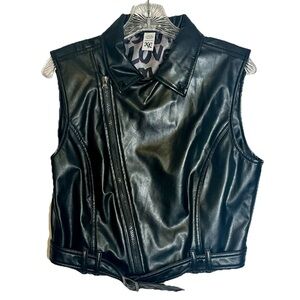 Abbey Dawn By Avril Lavigne Jacket Poly Leather Black Zip Vest Punk Rock Size XL